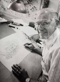 Bill Keane  with drawing of National Transportation Week 2.5.79