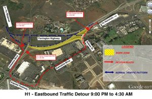 Department of Transportation | The eastbound H-1 Freeway will be closed for the Kapolei Interchange project on Thursday night, Nov. 8