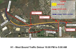 Department of Transportation | Closure of westbound H-1 Freeway for the Kapolei Interchange project continues Saturday night, May 26, through next week