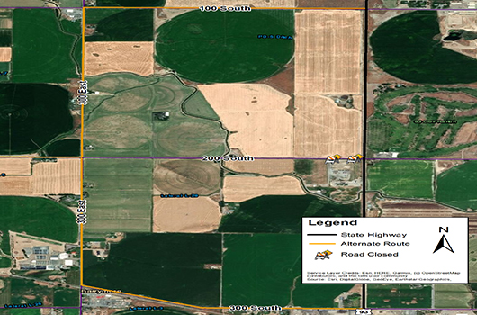 Intersection closure to occur next week on 200 South Road east of Jerome