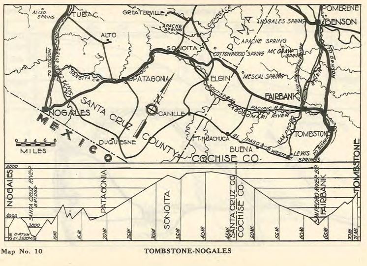 Map of Tombstone-Nogales Highway