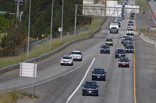 Photo of traffic using the Northwest Boulevard exit on I-90