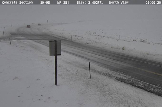 Snow blows south of Cottonwood on US-95