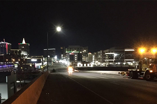 LED Street light on a highway