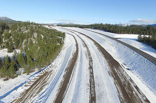 Winter snow in the work zone