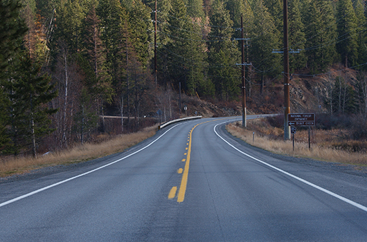 Evening light on SH-200 near Trestle Creek