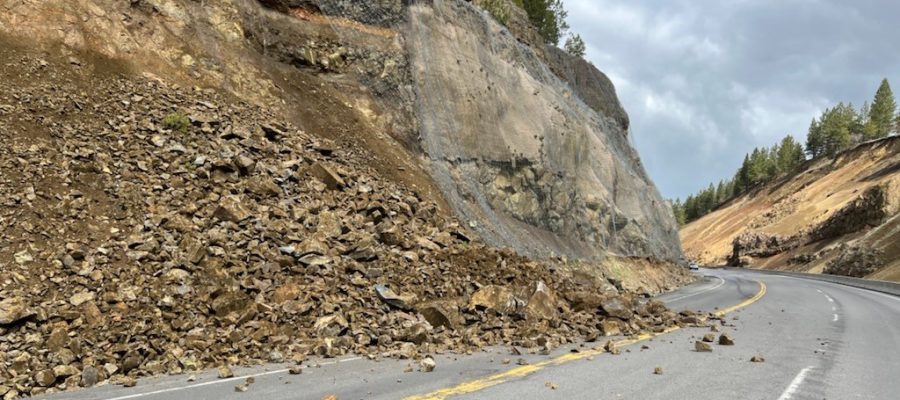photo from May of the rockslide area near White Bird