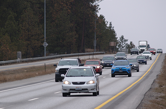 Traffic congestion I-90 near Huetter