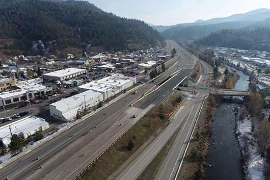 Aerial shot of finished construction last year