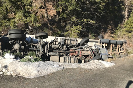 Overturned propane truck