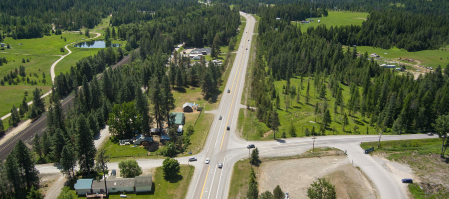 Aerial view of US-95 at Dufort Road.