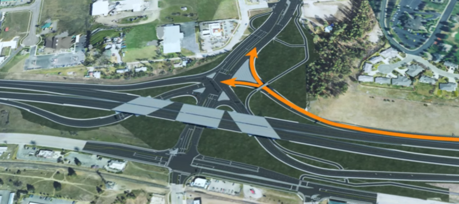 Model showing the new routes for drivers using the westbound I-90 off ramp in Post Falls.